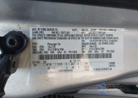 2014 Ford Focus Se from USA, damaged, VIN 1FADP3F27EL134300